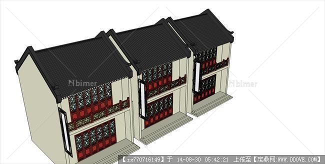 沿街古建筑设计精细  su模型