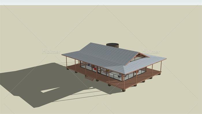 架空景观小别墅SketchUp模型[原创]