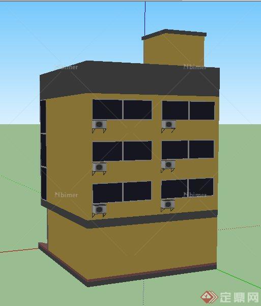 现代简约多层办公楼建筑设计su模型