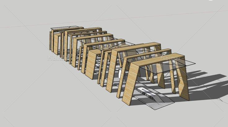 現代風格廊架01(111644)su模型下載