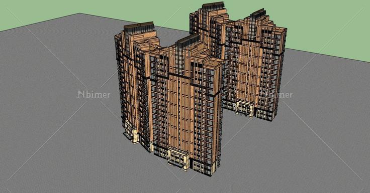 古典风格高层住宅楼(79490)su模型下载