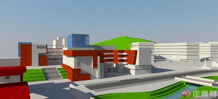 大学校园建筑规划设计SU模型