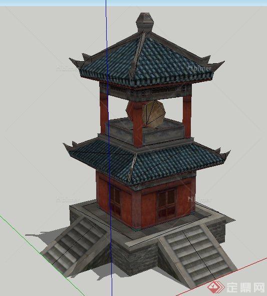 中式风格鼓楼塔楼设计su模型