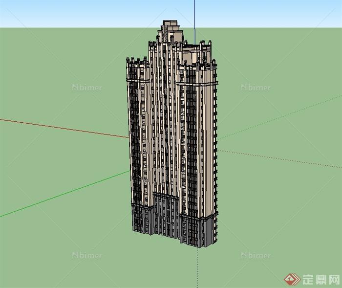 某新古典风格高层住宅设计su模型[原创]