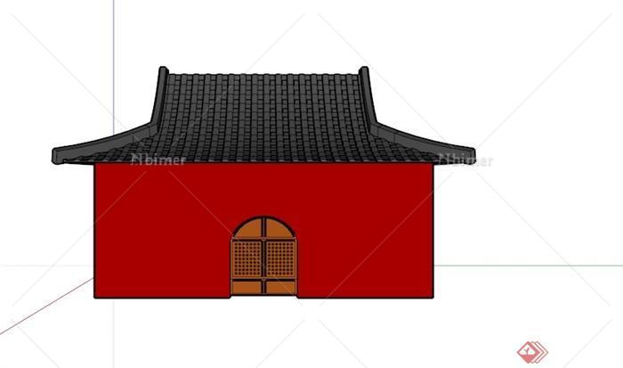 现代中式寺庙建筑SU模型[原创]