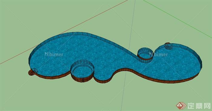 某脚印形游泳池设计SU模型