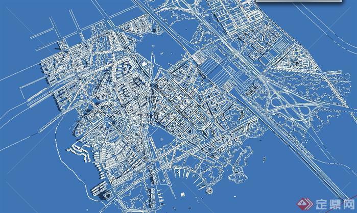 高铁新城城市设计sketchup模型、CAD总图与SU分析