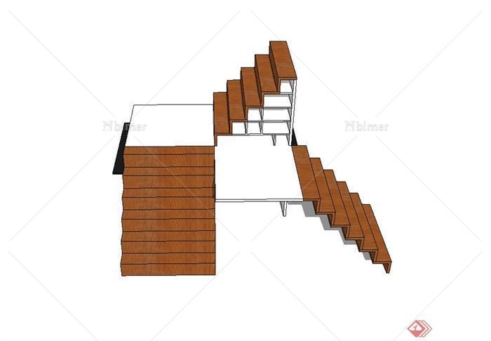 某现代风格住宅建筑楼梯设计SU模型[原创]