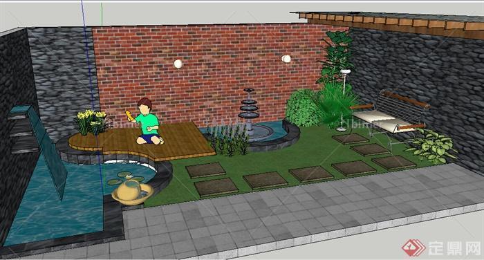 某庭院小花园设计SU模型参考