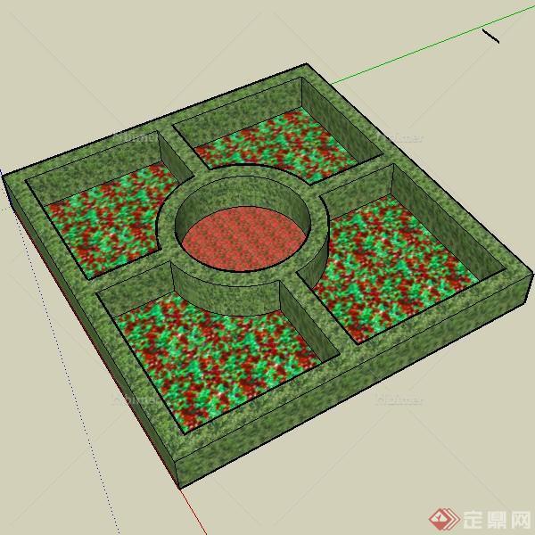 园林景观之方形圆心花钵设计方案su模型