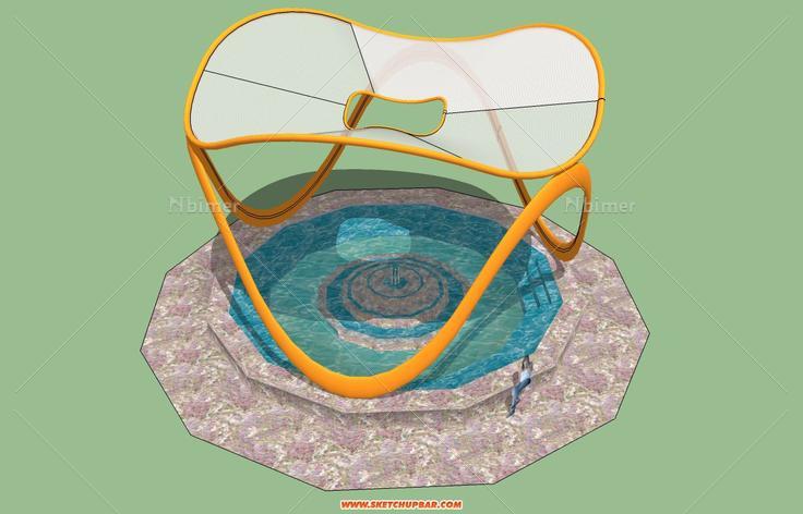 喷泉张拉膜SU模型分享