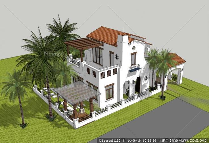 西班牙小别墅建筑su模型