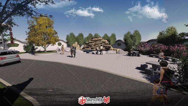 一个国学讲堂院落建筑+景观设计方案