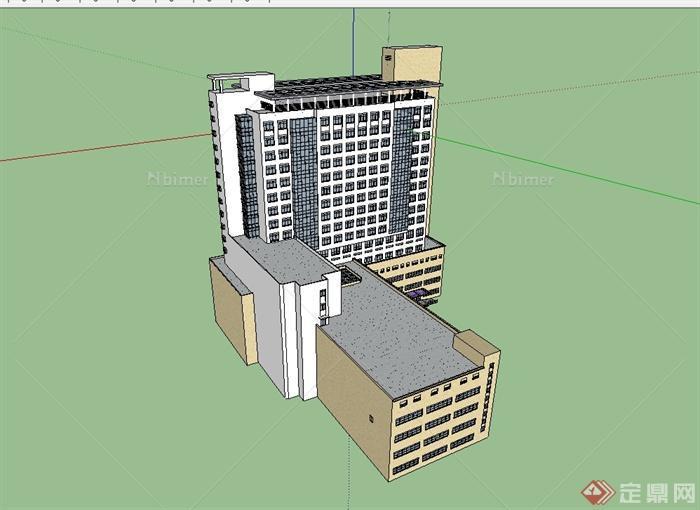 现代风格详细高层医院设计su模型[原创]