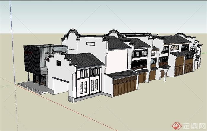 新中式商业古街建筑设计su模型[原创]