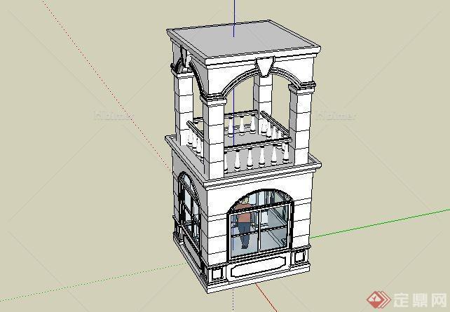 某欧式双层保安亭设计SketchUp(SU)3D模型