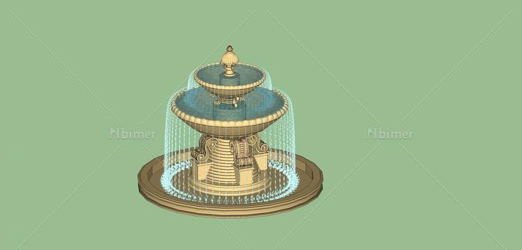 欧式喷水池(41603)su模型下载