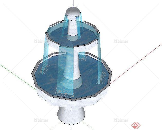 水池喷泉跌水钵SketchUp(SU)3D模型