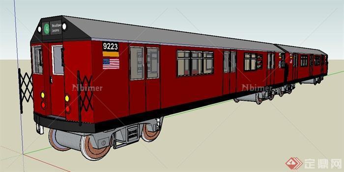 两节火车车厢su模型