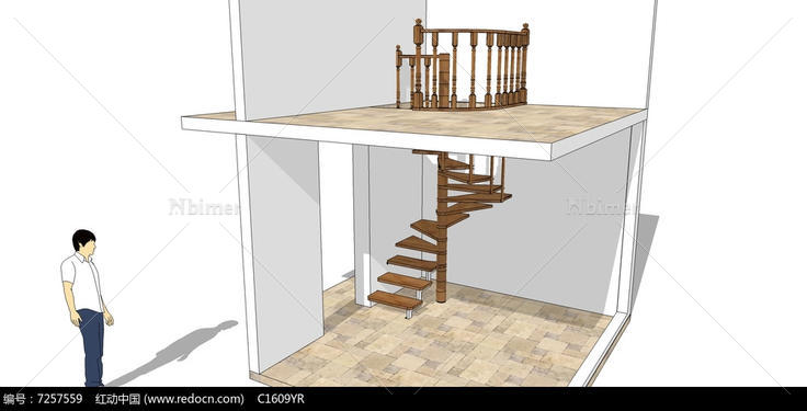 室内旋转楼梯SU模型
