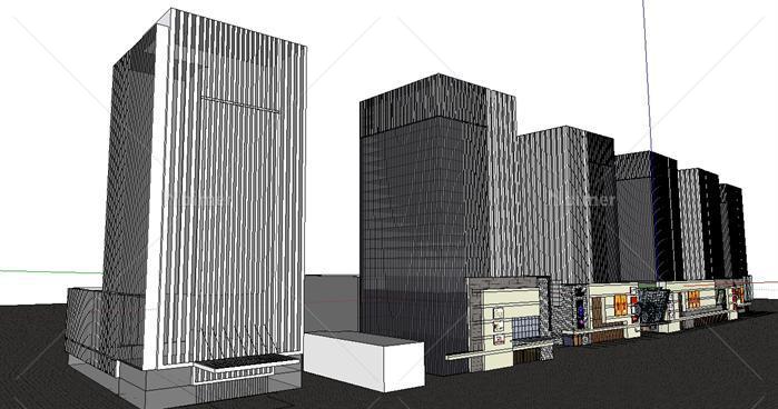 济南某现代商业综合体、酒店建筑设计方案SU模型