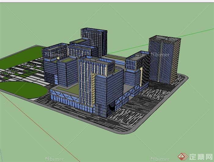 某现代风格详细完整办公大楼设计SU模型[原创]