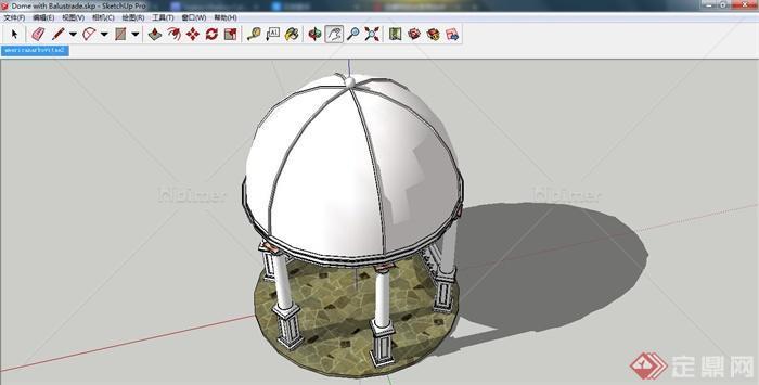 欧式风格圆顶亭凉亭su模型