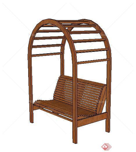 现代风格木质廊架座椅设计su模型