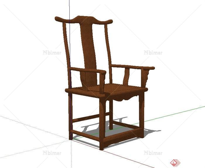 中式风格详细木座椅设计su模型[原创]