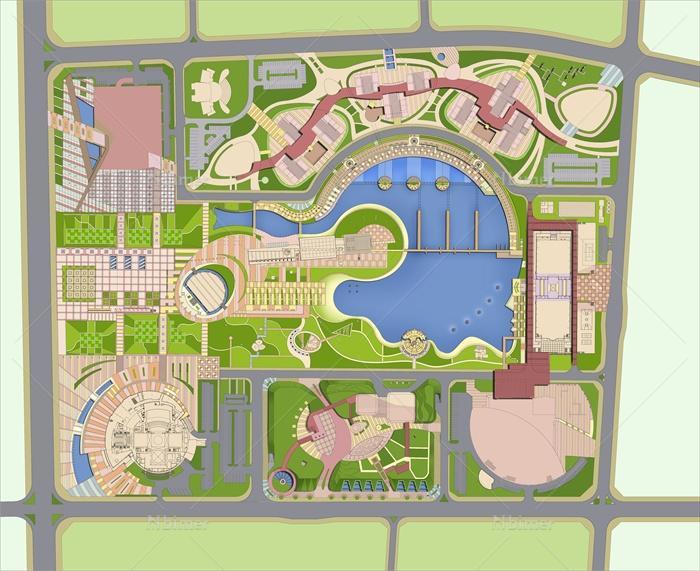 城市中心大型完整综合商业规划设计CAD图+SU模型