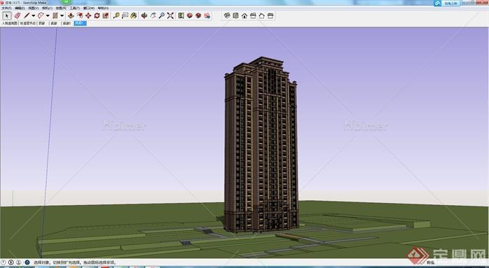 某现代风格住宅建筑设计方案SU模型