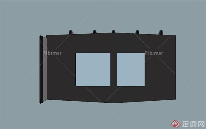 现代中式两层商业建筑设计SU模型