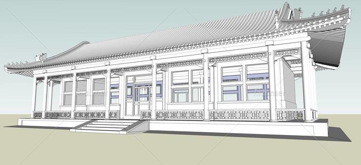 中式大殿(60352)su模型下载