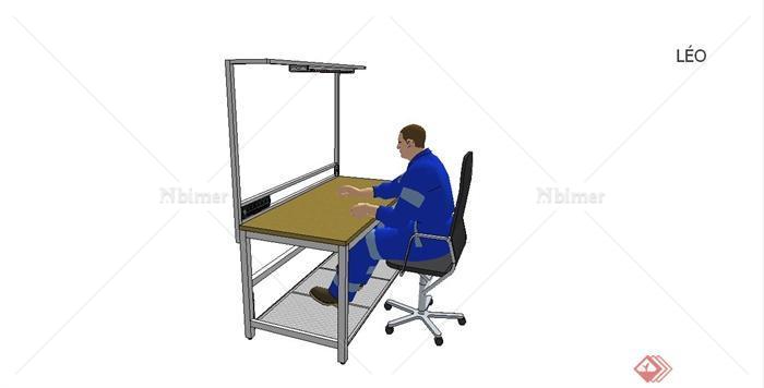 某现代风格经理办公桌椅组合设计合集SU模型[原创