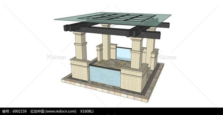 金属框架玻璃顶四角亭