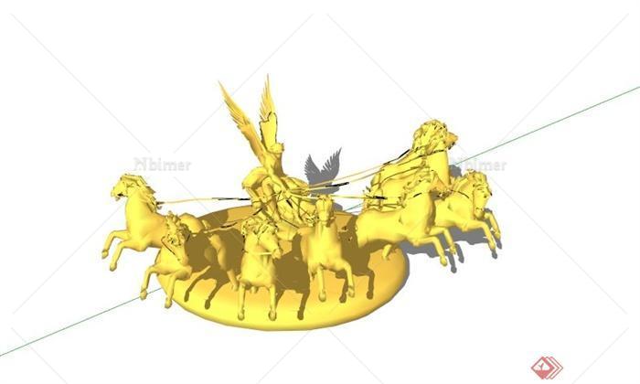欧式天使马车雕像设计SU模型[原创]