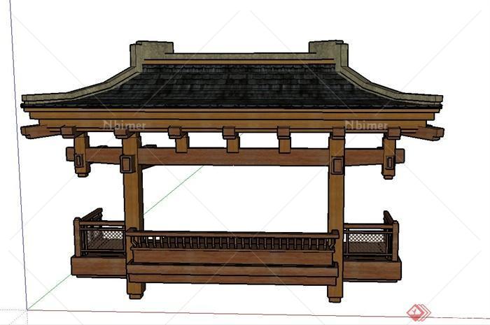 欧式建筑构件屋檐阳台设计SU模型