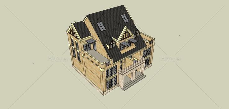 英式双拼别墅(81083)su模型下载