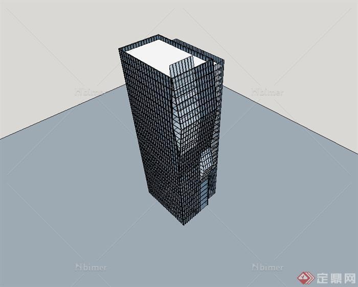 现代风格独特造型办公大厦设计su模型[原创]