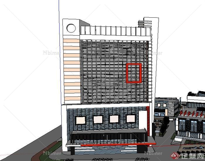 某个高层商业建筑大厦SU模型参考