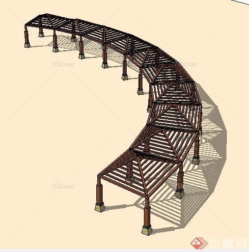园林景观之现代风格廊架设计su模型14
