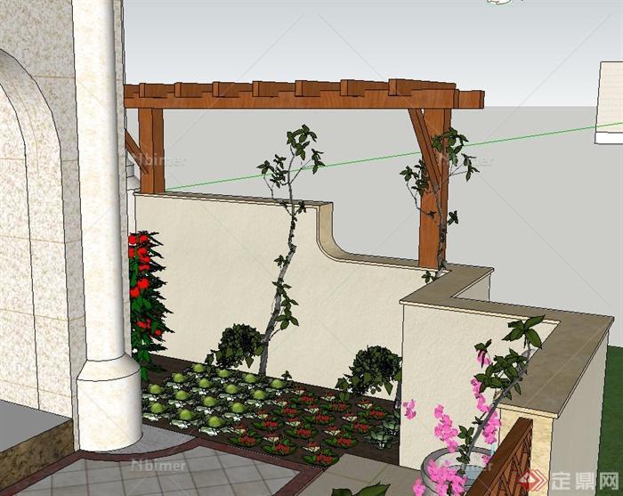 两个庭院花园景观规划设计SU模型[原创]