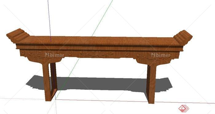 某古典中式风格长条案桌SU模型设计[原创]
