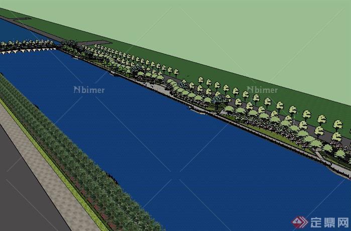 滨河走廊景观规划方案SU精致设计模型[原创]