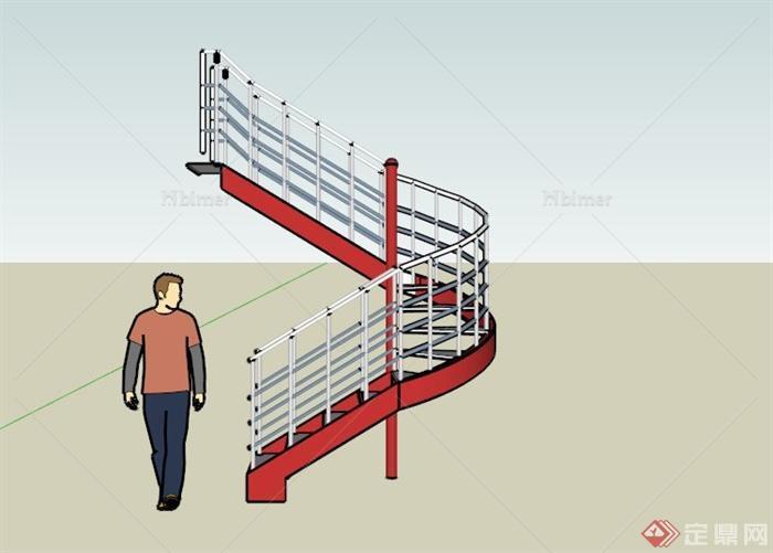 现代设计转角楼梯SU模型