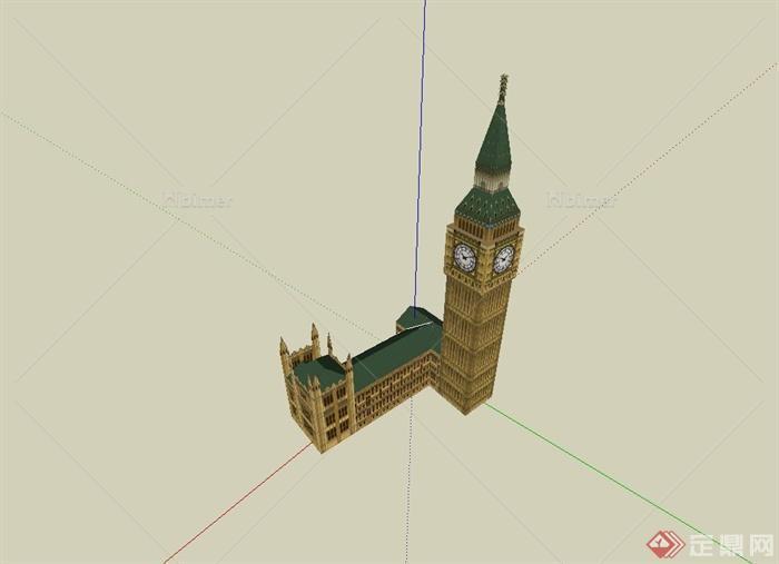 英国大本钟设计及办公楼建筑设计su模型[原创]