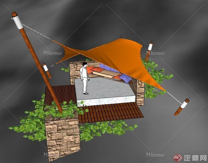 某休息平台景观设计SU模型1