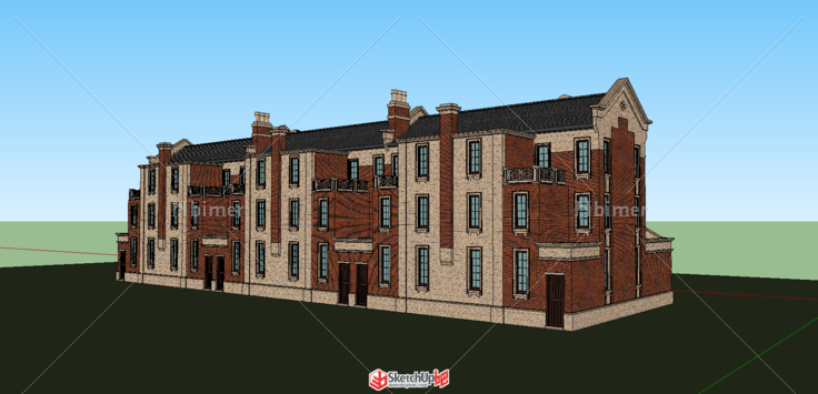 一个原创英伦风别墅模型，有户型cad，求加精