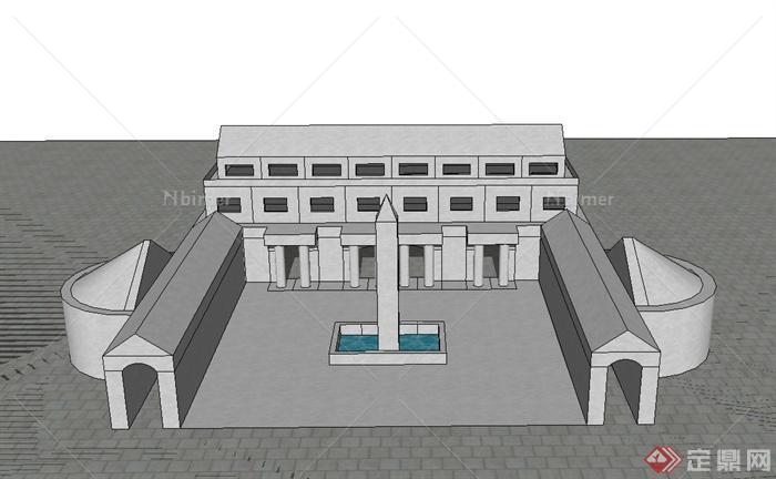 欧式某名人墓地建筑设计SU模型