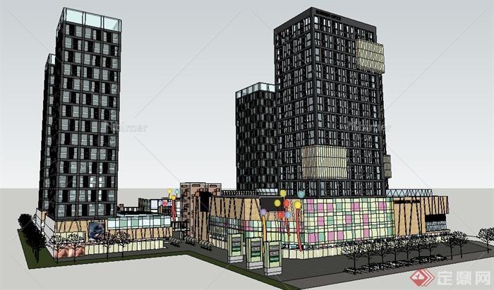 某现代风格高层商业中心综合建筑设计SU模型